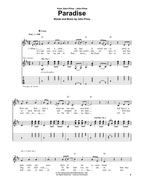This Folk score includes 7 page(s). . Paradise john prine chords